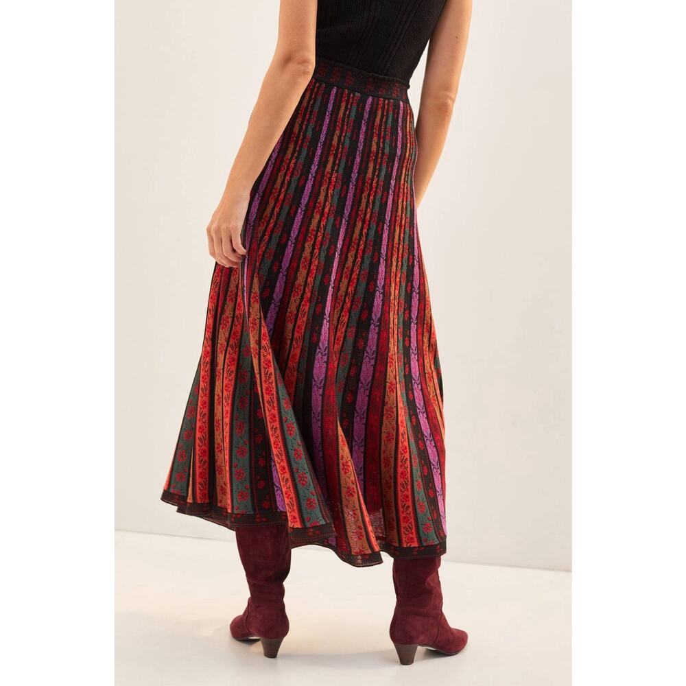 Anthropologie Cecilia Prado Pleated Midi Skirt Knit Women’s Large - Picture 3 of 11
